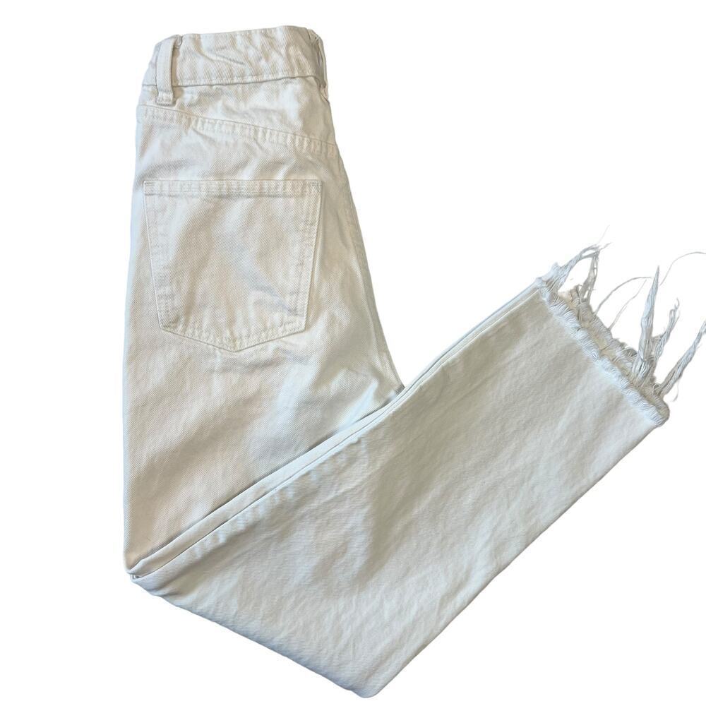 Zara High Waisted White Straight Leg Ankle Jeans Size 0 - Picture 6 of 7